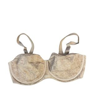 Womens Snakeskin print underwire bra with adjustable straps beige Size 34DDD